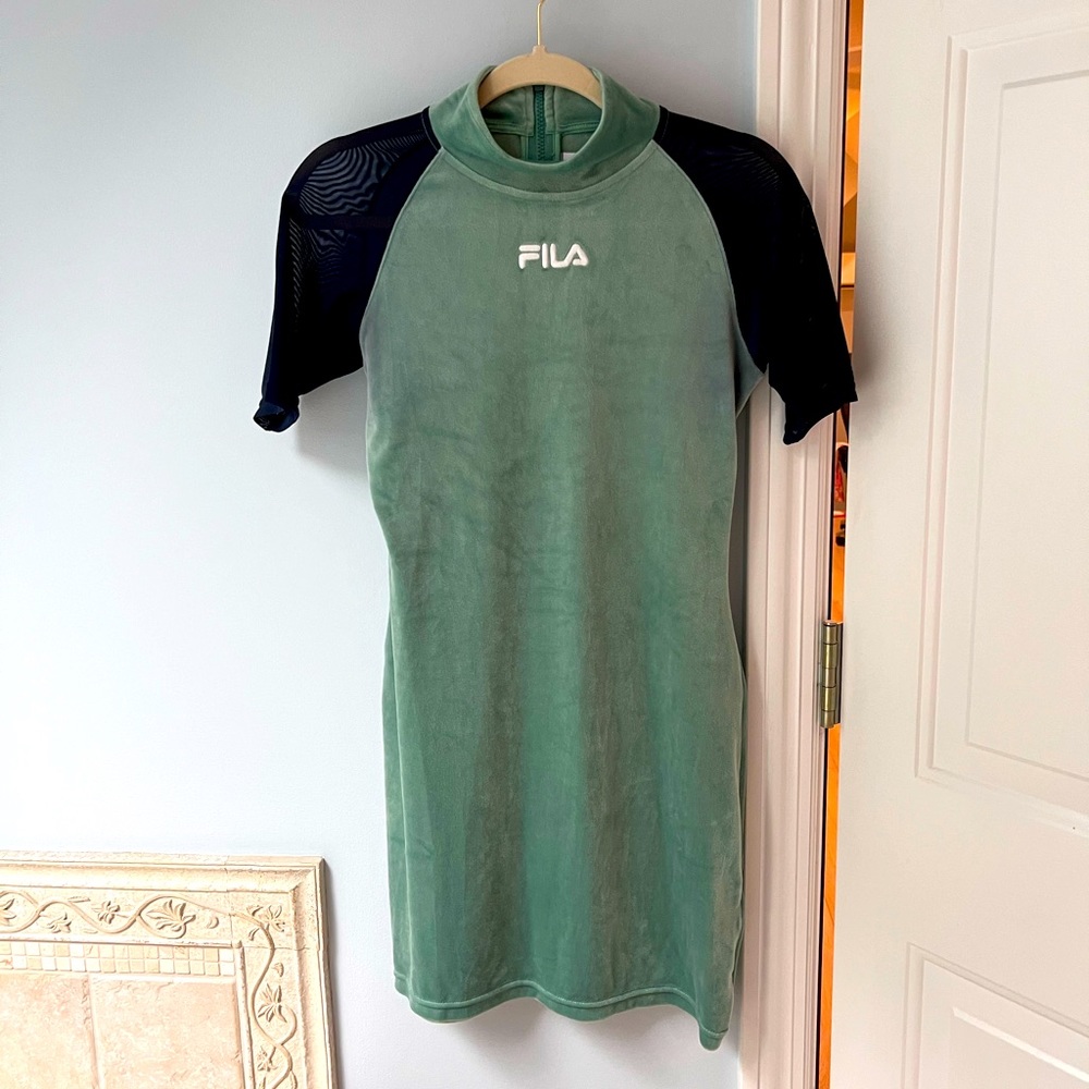 FILA velvet and mesh body con dress